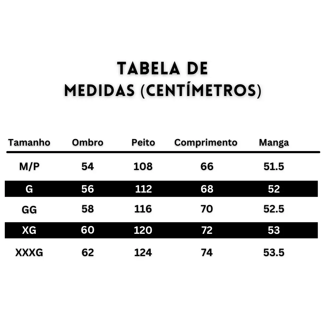 Tabela de medidas virtus store